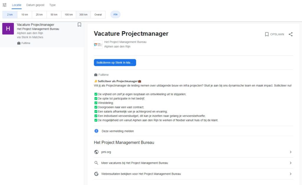 Personeelsadvertentie voorbeeld - Google job posting